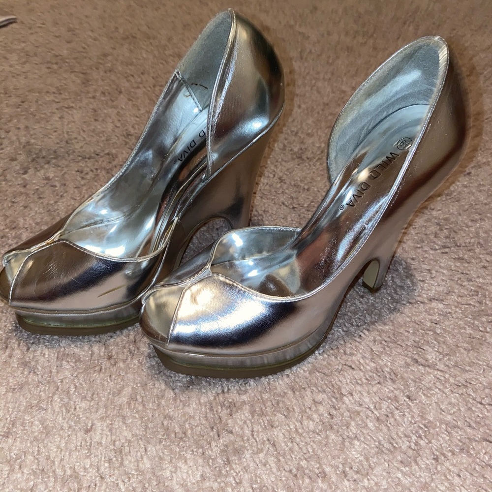 Silver Metallic High Heel